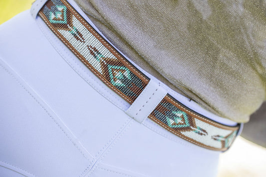 Penelope Belt Pearl Brown/Turquoise